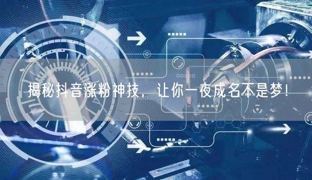 揭秘抖音涨粉神技,让你一夜成名不是梦!