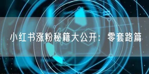 小红书涨粉秘籍大公开：零套路篇